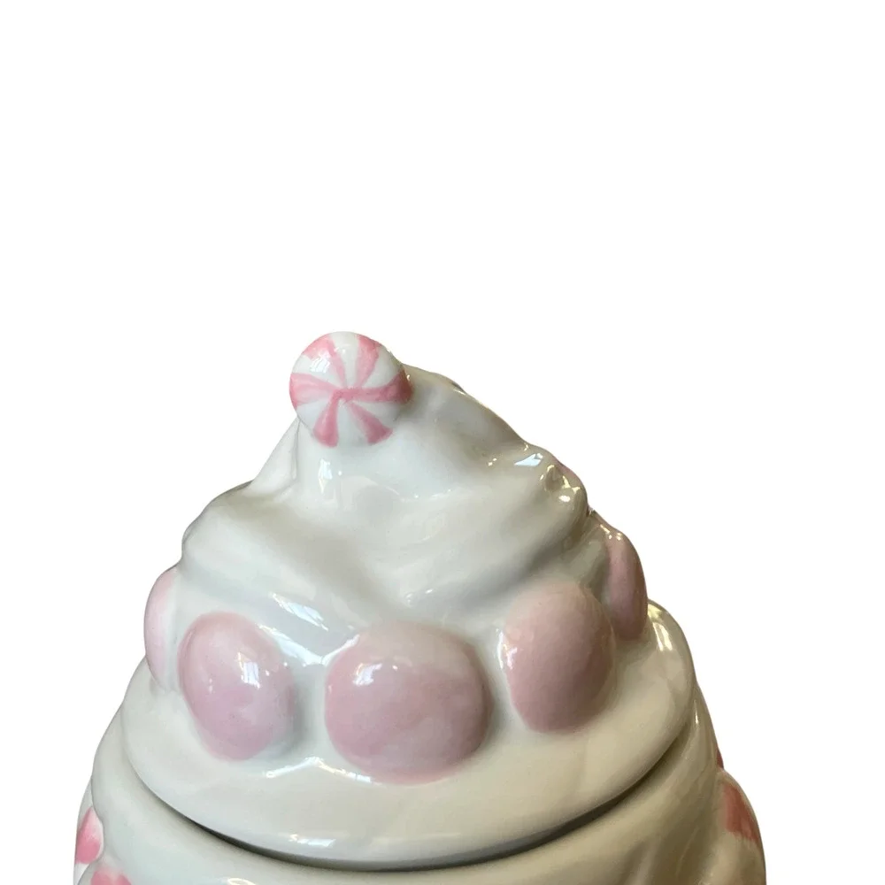 Pink Peppermint Candy Cookie Jar Holiday Canister by Peppermint & Pine NEW
